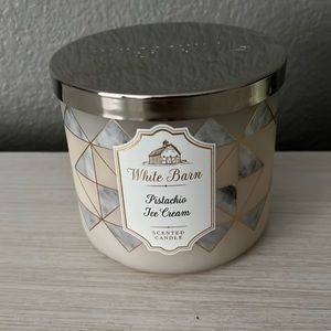 BBW white barn pistachio ice cream three wick candle